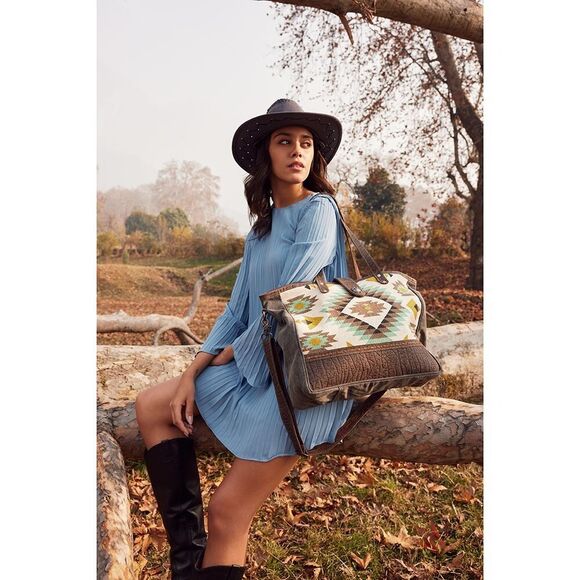 Myra Bag Handbags - Myra Bag Handmade Clefairy Tote Bag Upcycled Canvas & Cowhide Leather